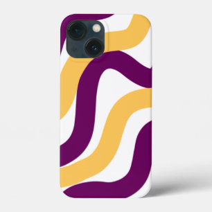 Yellow marron red curvy lines wavy pattern design iPhone 13 mini case