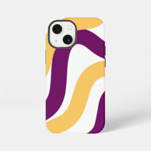 Yellow marron red curvy lines wavy pattern design  iPhone 13 mini case