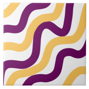 Yellow marron red curvy lines wavy pattern design tile