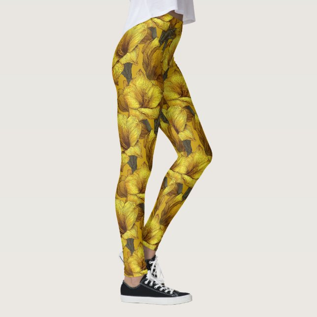 Yellow Maternity Amaryllis Sparkle Graduation  Leggings (Right)