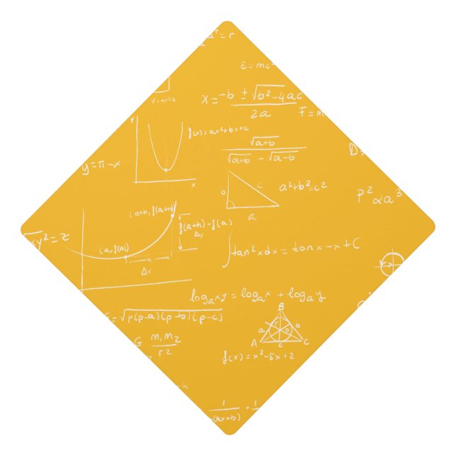 Yellow Math Equations Formulas Graduation Cap Topper (Front)