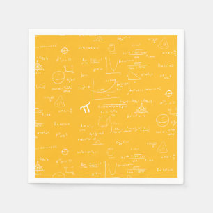 Yellow Math Equations Graphics Graduation Napkin
