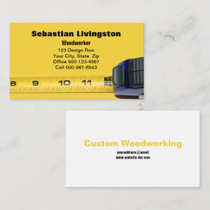 Yellow Measuring Tape Woodworking Professional Business Card