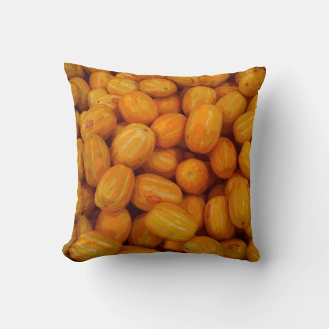 Yellow Melons in a Posterised Print Throw Pillow (Front)
