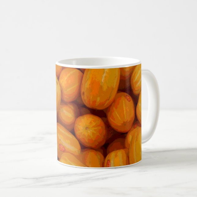 Yellow Melons Pattern in a Posterised Design Coffee Mug (Front Right)