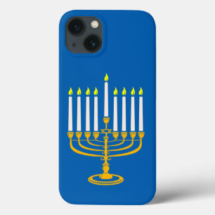 yellow menorah hanukkah jewish print iPhone 13 case