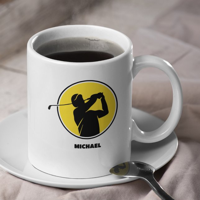 Yellow Mens Golf Silhouette Coffee Mug (Creator Uploaded)