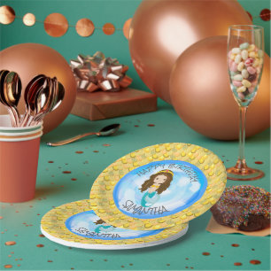 Yellow Mermaid Birthday Bash Paper Plate