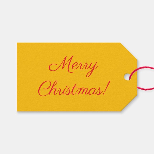 Yellow Merry Christmas Gift Tag (Front (Horizontal))