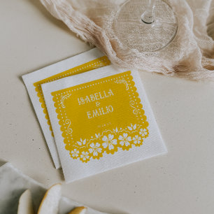 Yellow Mexican Papel Picado Wedding Napkin