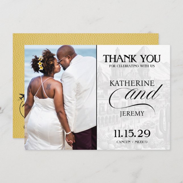 Yellow Mexico Passport Thank You Card (Front/Back)