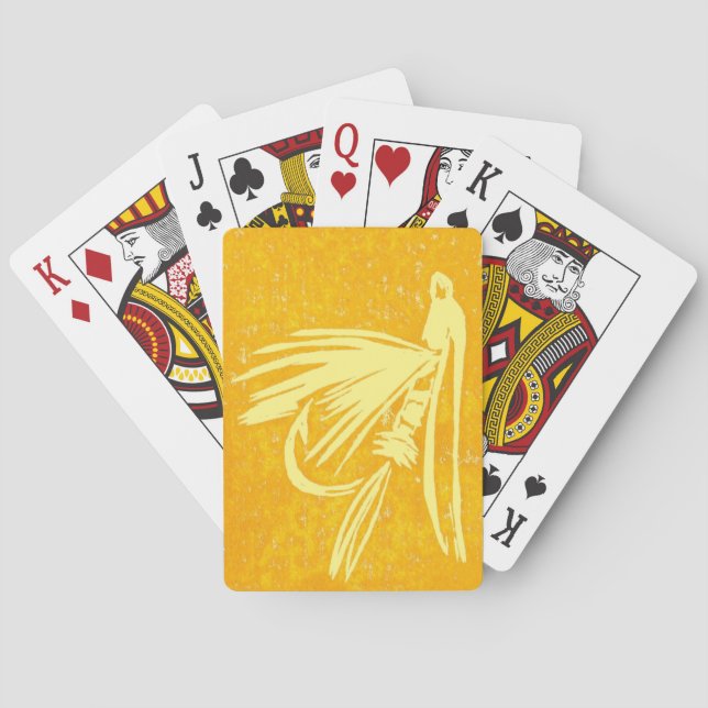 "Yellow Midge" wet fly, fly fishing, fly tying art Playing Cards (Back)
