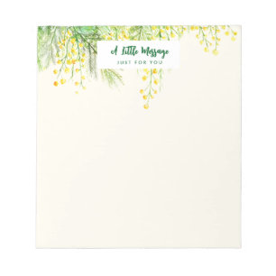 Yellow Mimosa Floral Watercolor Painting Notepad