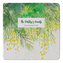 Yellow Mimosa Floral Watercolor Painting