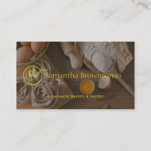 Yellow Minimal Custom Photo Egg Bread Bakery Business Card