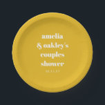 Yellow Minimalist Cute Custom Couples Shower Paper Plate<br><div class="desc">Minimalist Modern Yellow Cute Custom Couples Shower Paper Plates</div>