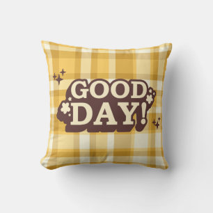 Yellow Minimalist Good Day Square Pillow