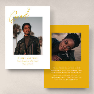 Yellow Minimalist Modern Photo Graduation Announcement
