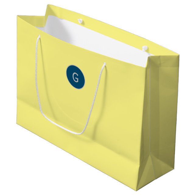 Yellow Minimalist Monogram Large Gift Bag (Front Angled)