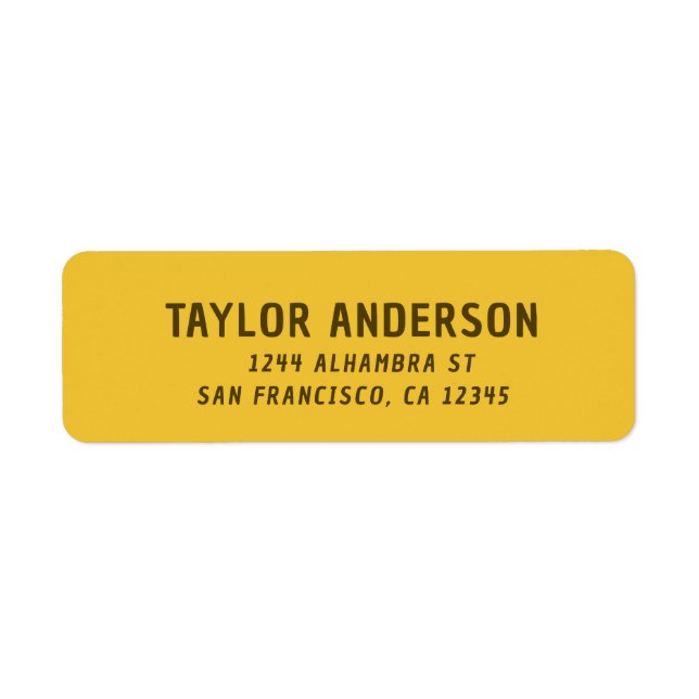 Yellow Minimalist Return Address Label (Front)