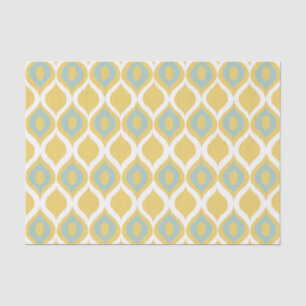 Yellow Mint Geometric Ikat Tribal Print Pattern Tissue Paper