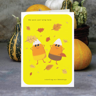 Yellow   Mixed Candy Corn Couple   Fall Holiday Card