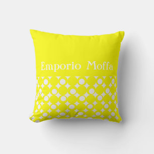 Yellow Mod Ball Design @ Emporio Moffa w/text Throw Pillow