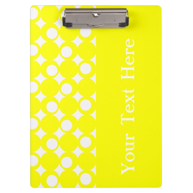 Yellow Mod Ball Design with custom text Clipboard (Front)