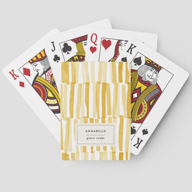 Yellow modern abstract pattern personalised gift playing cards (Back)