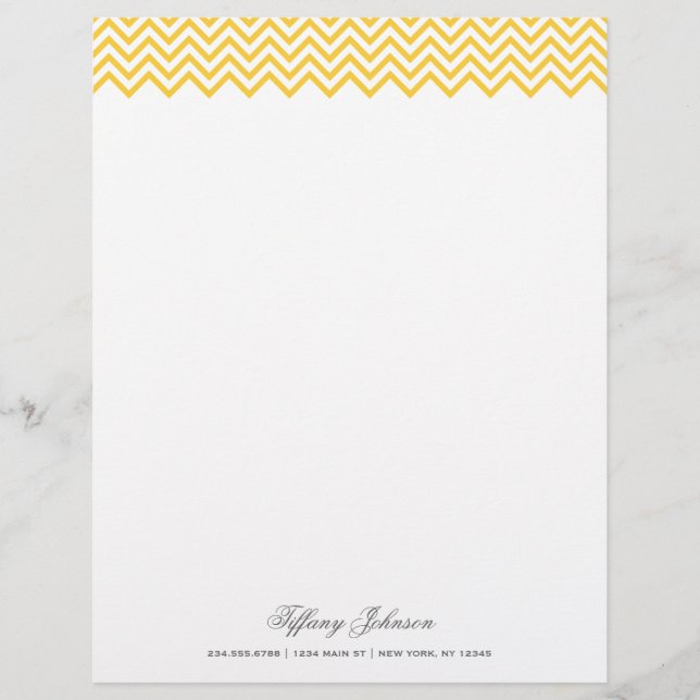 Yellow Modern Chevron Border Letterhead (Front)