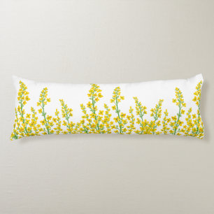 Yellow Modern Citrine Floral Blooms  Body Pillow