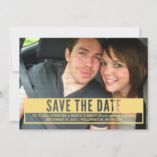Yellow Modern Cut Out Save the Date Invite