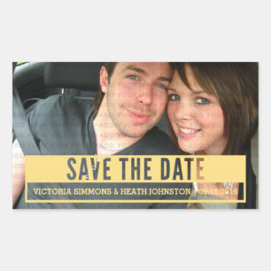 Yellow Modern Cut Out Save the Date Stickers