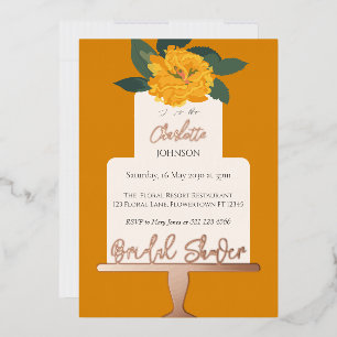 Yellow Modern Floral Cake Bridal Shower Gold