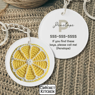 Yellow Modern Minimal Fresh Crochet Lemon Slice Keychain