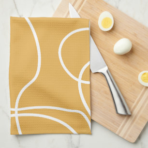 Yellow Modern Minimal Line Brush Strokes Kitchen Towel