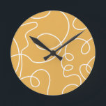 Yellow Modern Minimal Line Brush Strokes Round Clock<br><div class="desc">Mid Century Modern Abstract Brush Strokes – Minimal Line – mustard yellow.</div>