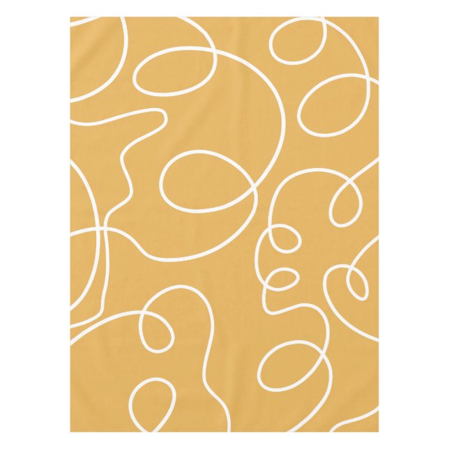 Yellow Modern Minimal Line Brush Strokes Tablecloth (Front)