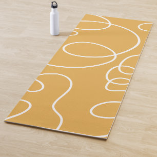 Yellow Modern Minimal Line Brush Strokes Yoga Mat