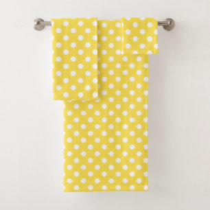 Yellow Modern Polka Dots Cute Bath Towel Set