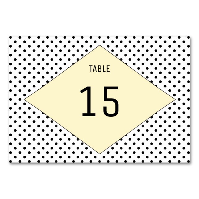 Yellow Modern Polka Dots Table Card (Front)