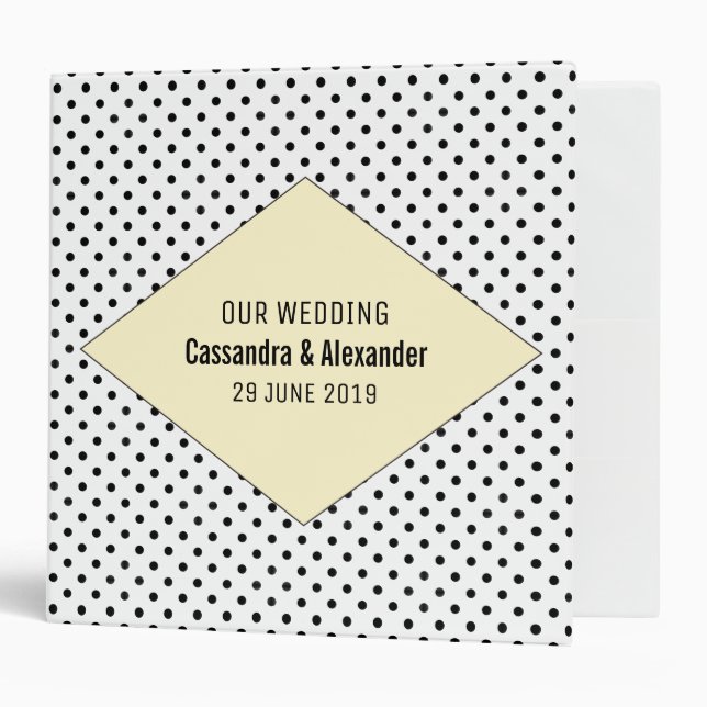 Yellow Modern Polka Dots Wedding Binder (Front/Inside)
