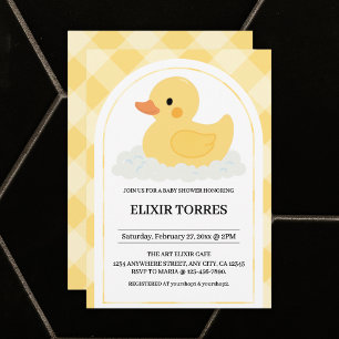 Yellow Modern Rubber Ducky Baby Shower Invitation