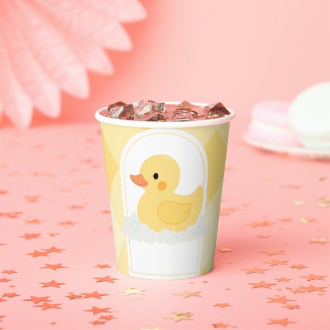 Yellow Modern Rubber Ducky Baby Shower Paper Cups (Insitu)