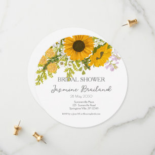 Yellow Modern Sunflowers Bouquet Bridal Shower  Save The Date