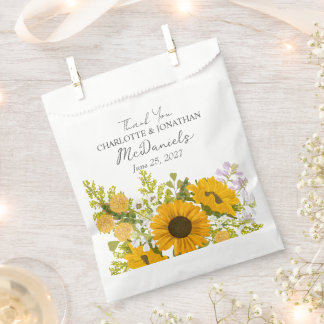 Yellow Modern Sunflowers Bouquet Wedding  Favour Bag