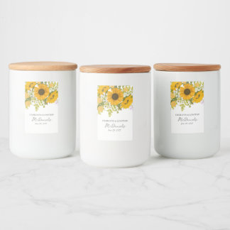 Yellow Modern Sunflowers Bouquet Wedding  Food Label