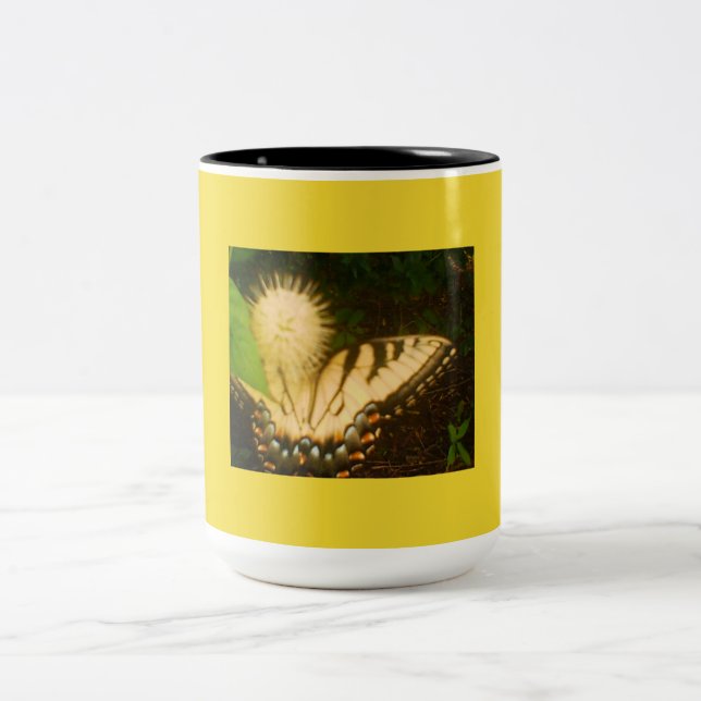 Yellow Monarch Black and Yellow Two-Tone Coffee Mug (Center)