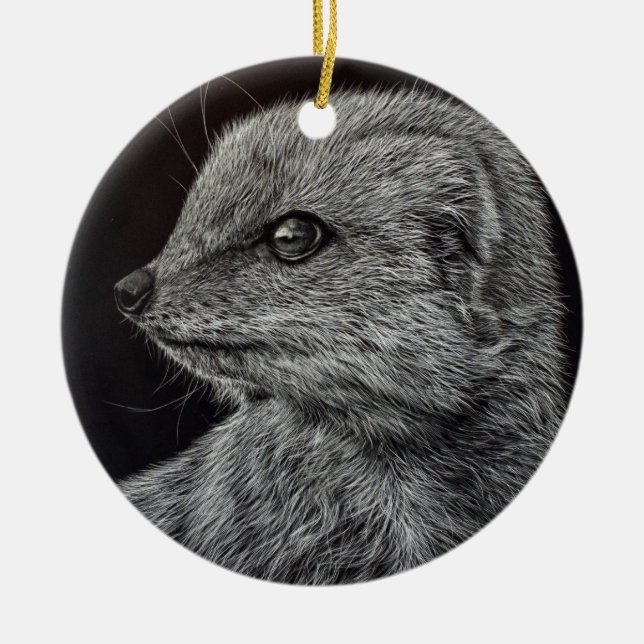 Yellow Mongoose Ceramic Ornament (Front)