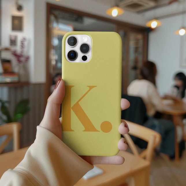 Yellow Monogram Letter Basic Colour Minimalist iPhone Case (Creator Uploaded)